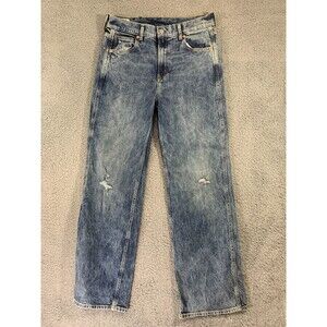 GAP Women’s Vintage Flare High Rise Unique Blue Wash Distress Jeans 30 / 10R
